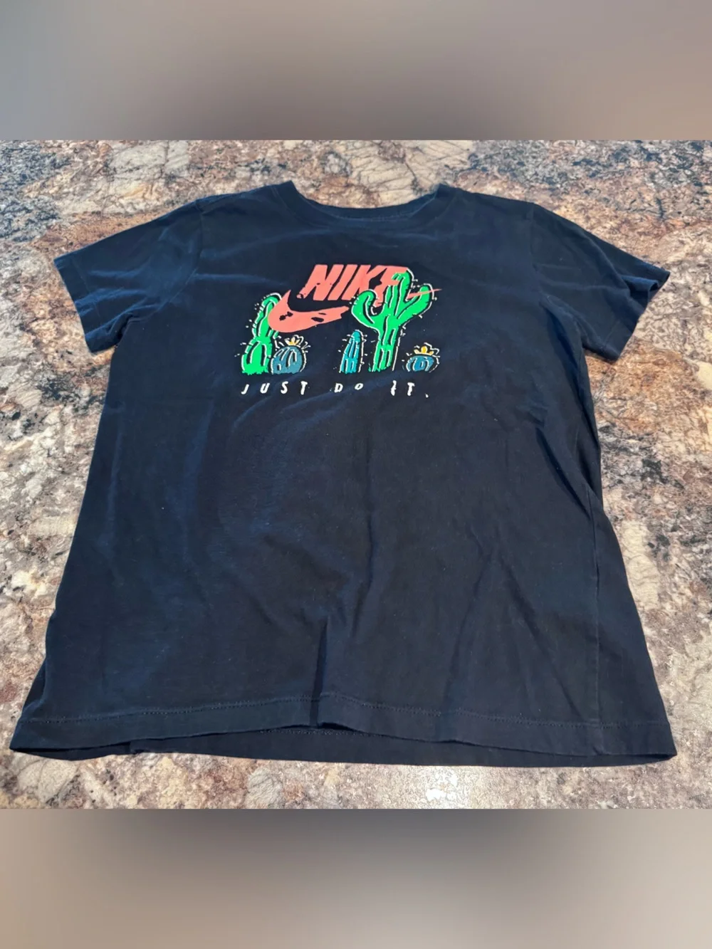 Nike Kids' Black Graphic Cactus Logo Tee